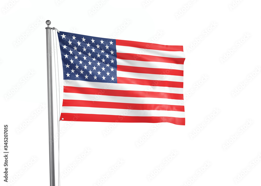 United States flag waving isolated on white 3D illustration United States flag waving isolated on white 3D illustration