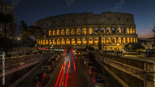 ROME, LAZIO / ITALY - JANUARY 02 2020: Colosseum in the evening 