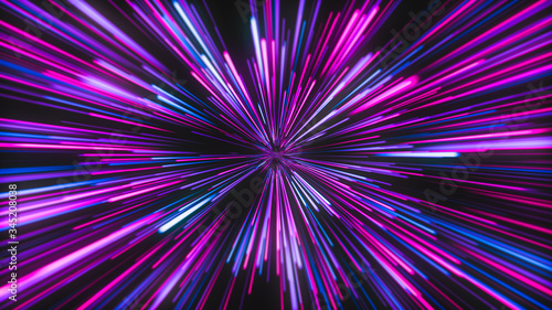 neon rays moving to the center, bright pink nightlife background