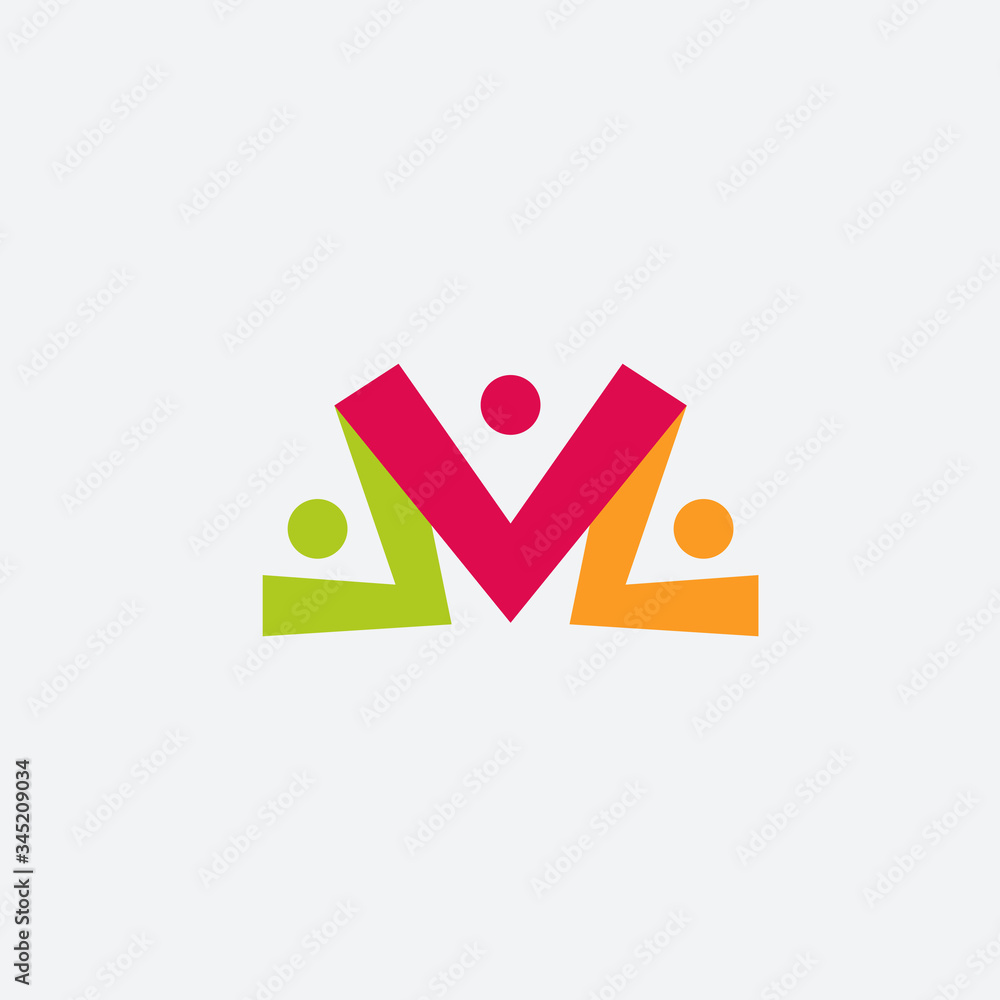 people abstract letter m logo design template people abstract letter m logo design template