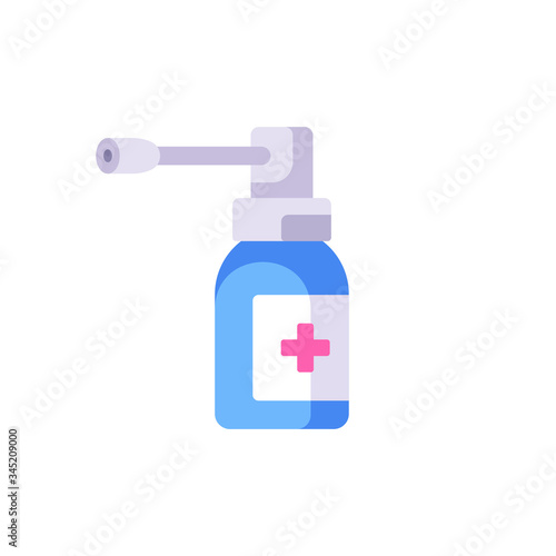 Blue throat spray bottle flat illustration
