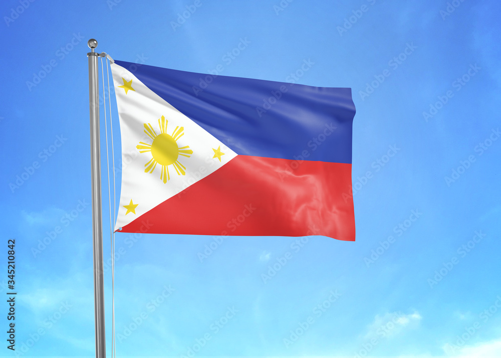 Philippines flag waving sky background 3D illustration Philippines flag waving sky background 3D illustration