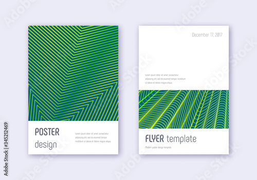 Minimalistic cover design template set. Green abst