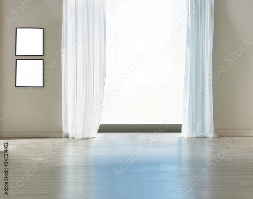 empty room interior with concrete wall and wood floor