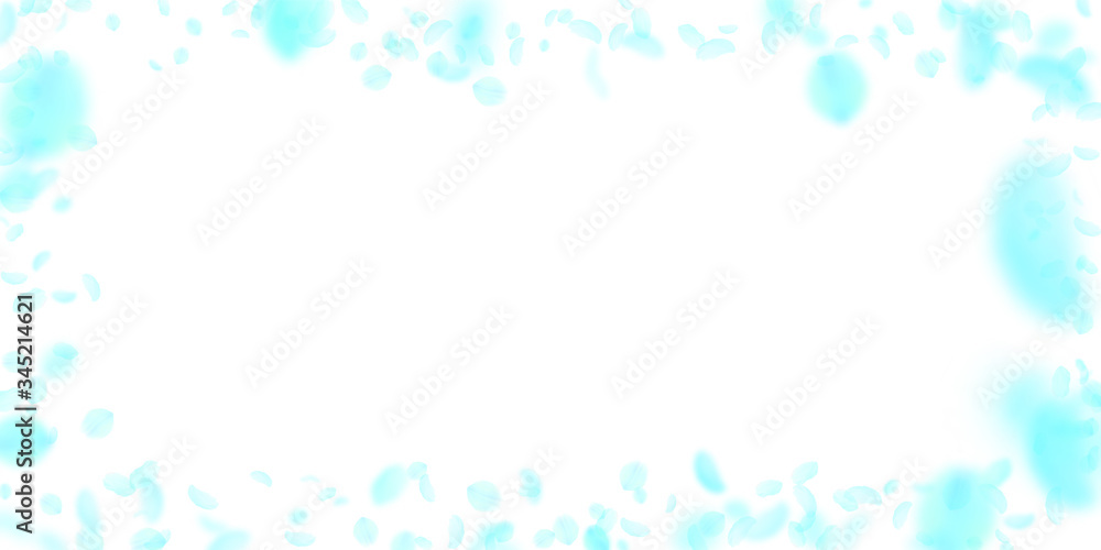 Turquoise flower petals falling down. Alive romant Turquoise flower petals falling down. Alive romant