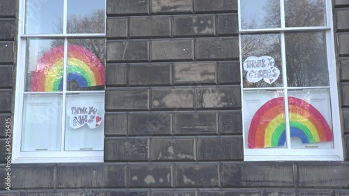 Rainbow sign drawn by children in Edinburgh for the NHS & carers photo
