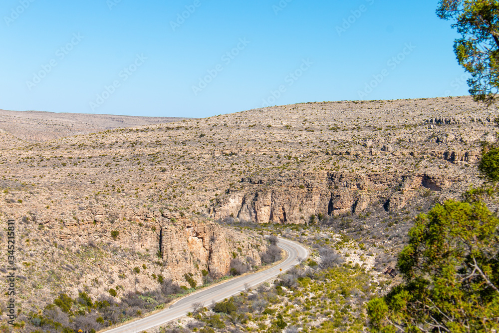 Road Through Desert Near Carlsbad Caverns National Park