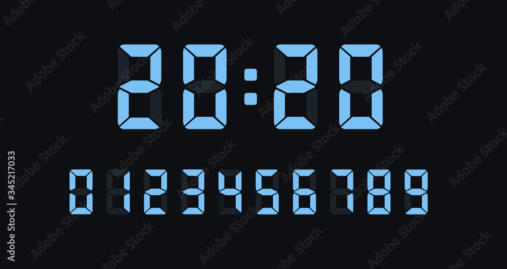 Vector illustration of digital clock number set with blue color Vector illustration of digital clock number set with blue color