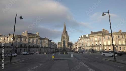 Empty streets during Covid 19 Coronavirus lockdown. Quarantine in Edinburgh, Scotland, UK. St Marys Cathedral