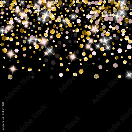 Gold Glitter Stars. Luxury Shiny Confetti.