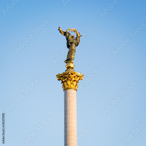 Independence Monument in Kiev in the Rays of the Summer Sun.