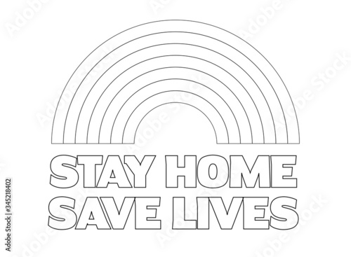 STAY HOME SAVE LIVES black and white colouring book vector