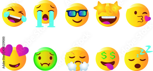 Set of Emoticons. Set of Emoji. Isolated vector illustration on white background