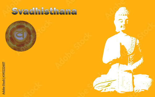 Svadhishthana chakra's symbol witha buddha.Second primary chakra photo