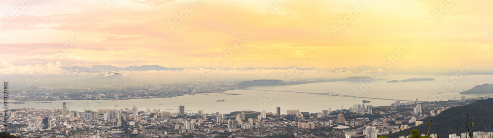 Panoramic view of the capital fantastic city of Penang island in Georgetown , Malaysia. Panoramic view of the capital fantastic city of Penang island in Georgetown , Malaysia.