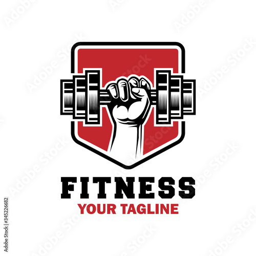 People weightlifting fitness CrossFit exercise simple and minimalist vintage logo design template