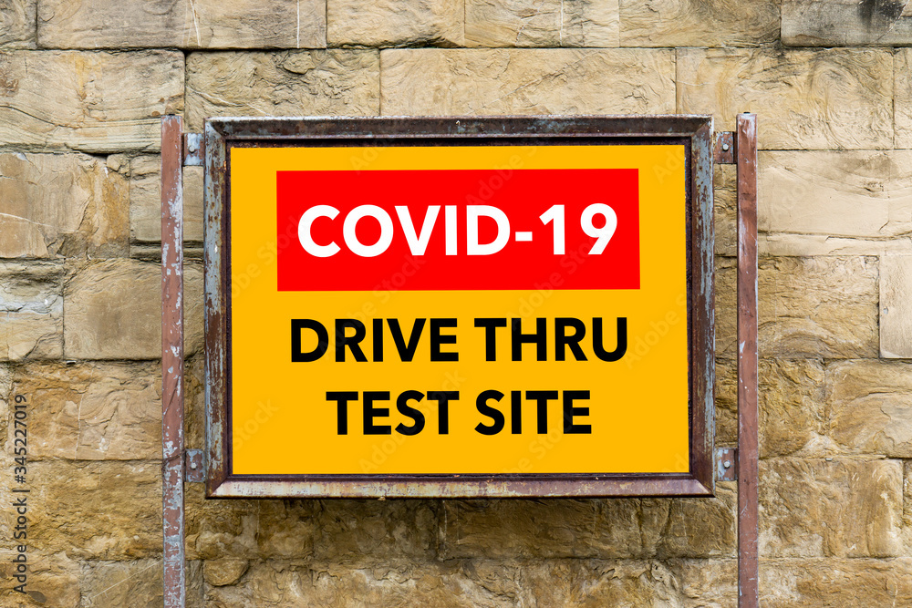 Coronavirus panic, drive through for Covid-19, Drive-thru coronavirus testing sign banner, testing Drive-up lab, laboratory Coronavirus,temporary Covid 19 drive through experiment for people signage Coronavirus panic, drive through for Covid-19, Drive-thru coronavirus testing sign banner, testing Drive-up lab, laboratory Coronavirus,temporary Covid 19 drive through experiment for people signage