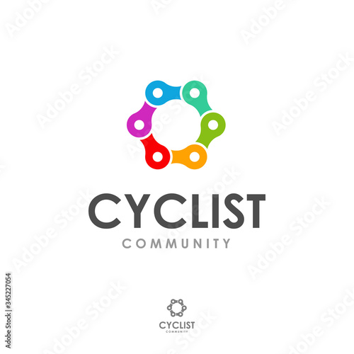 Colorful chain for cyclist community logo design vector illustration