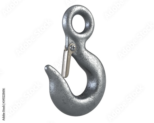3D render of lifting crane hook isolated on white