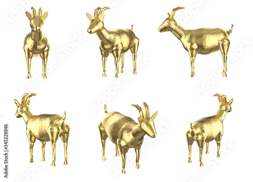Set of polygonal goats © phonlamaiphoto