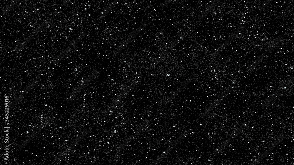 Falling Snow Night Sky Texture On Black Background.