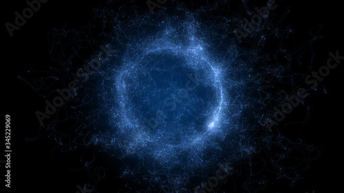 Fototapeta Naklejka Na Ścianę i Meble -  Planet Sphere Magic Wave Consisting Element Particles Background.