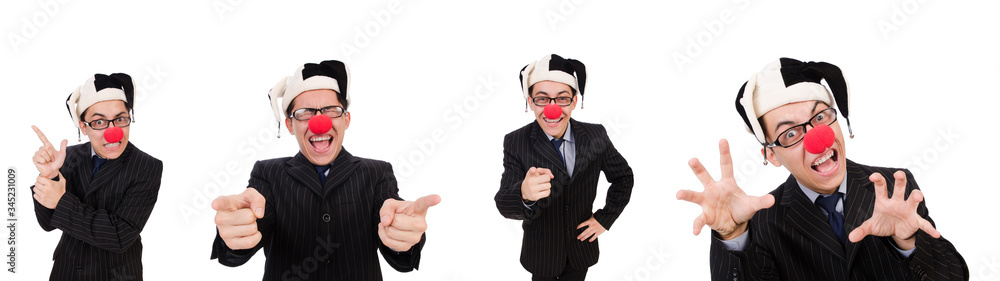 Clown businessman isolated on white Clown businessman isolated on white