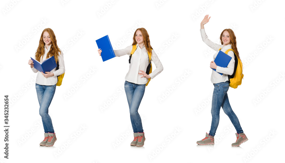 Fototapeta premium Young student isolated on the white background