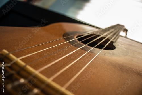 acoustic guitar close up and strings