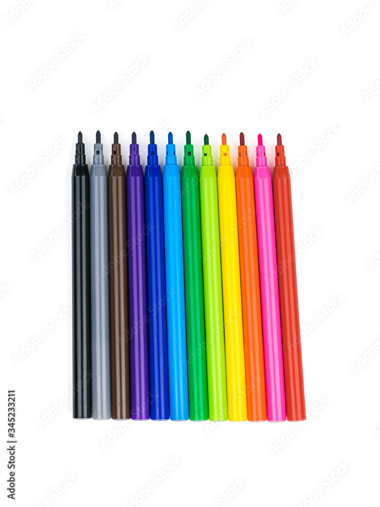 Bright markers isolated on a white background. Bright markers isolated on a white background.