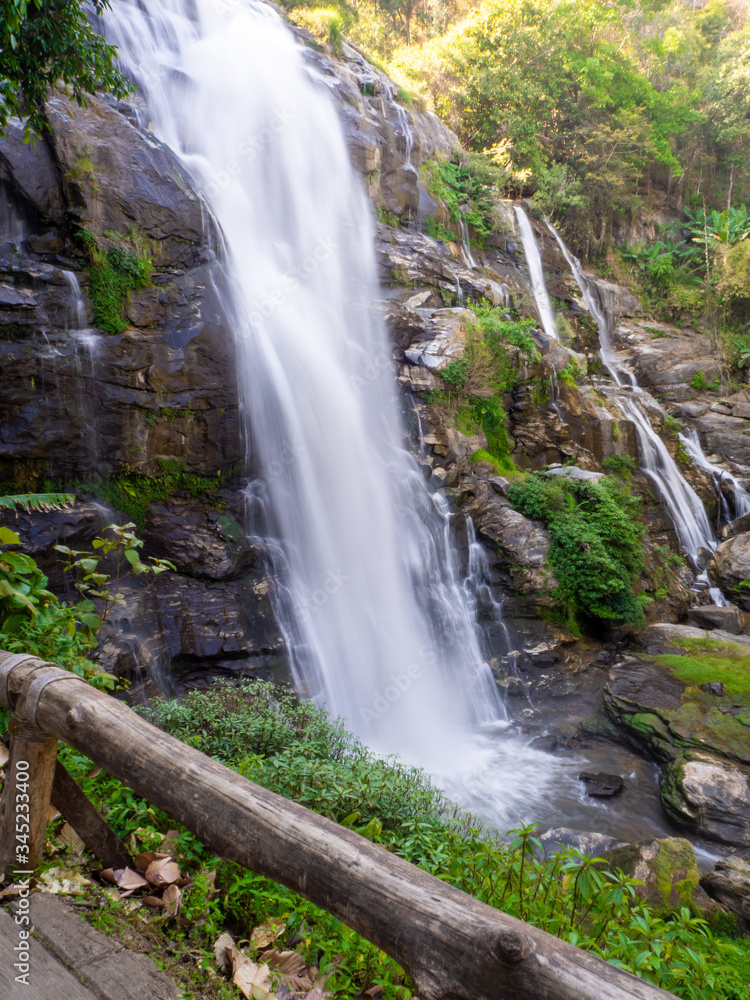 Obraz premium Waterfall green forest river stream landscape