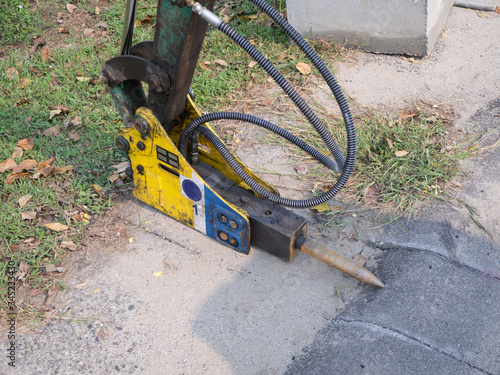 jackhammer and drilling machine on construction site