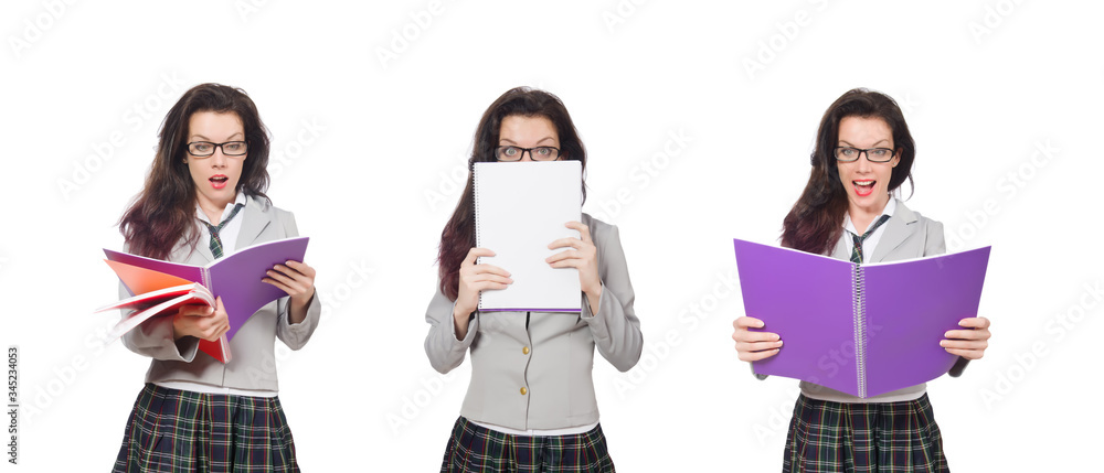 Obraz premium Young student isolated on the white background