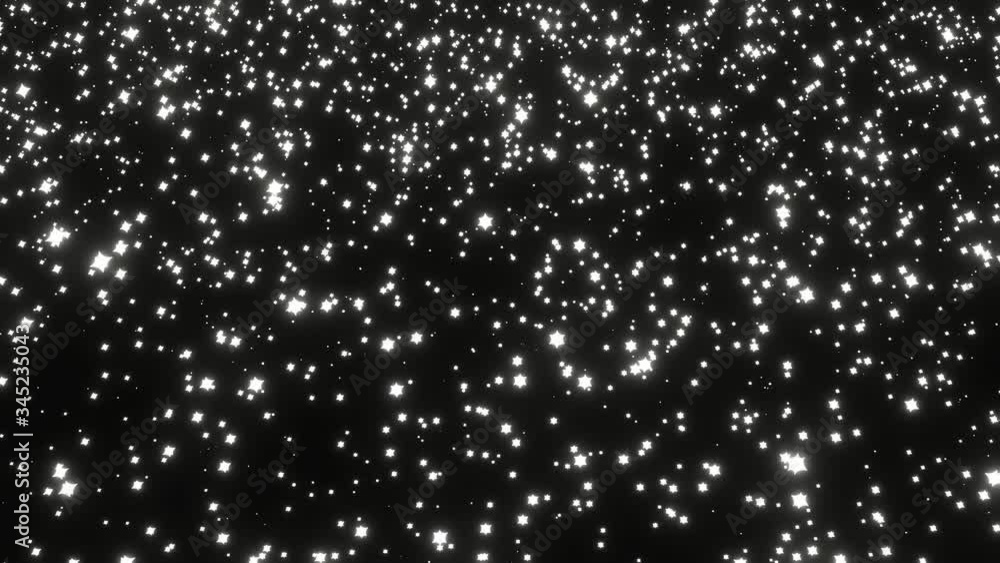 White Stars Fall Down and Move Out Pass Camera on Black Space Background. Stars motion background White Stars Fall Down and Move Out Pass Camera on Black Space Background. Stars motion background