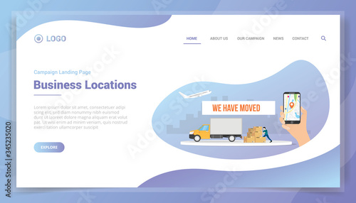 moved business location concept for website template or landing homepage vector