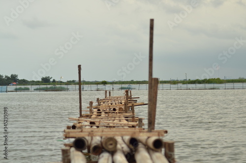 old wooden bridge over the river