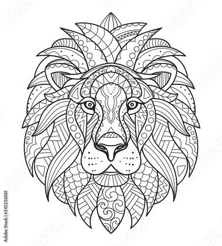 Lion. Coloring for adults. Antistress. Hand drawn doodle zentangle lion illustration