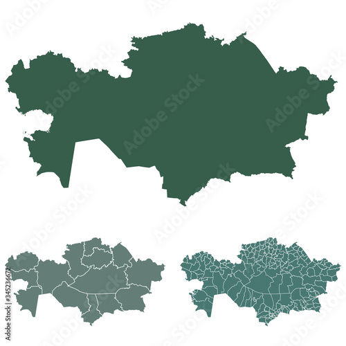 Kazakhstan map outline administrative regions vector template for infographic design. Administrative borders.