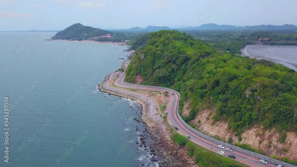Aerial Viewpoint of Chedi Ban Hua Laem, White pagoda which locate on the rock in the sea. Aerial Viewpoint of Chedi Ban Hua Laem, White pagoda which locate on the rock in the sea.