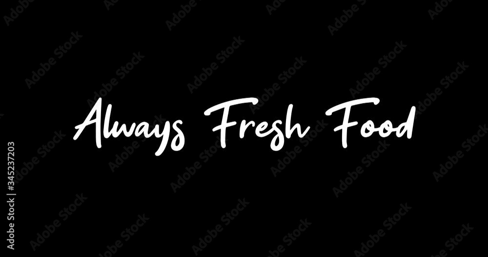 Always Fresh Food. White Color Cursive Font Transition on Green Background Stock Video Always Fresh Food. White Color Cursive Font Transition on Green Background Stock Video