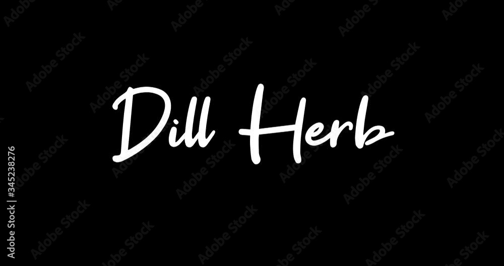 Dill Herb White Color Cursive Font Transition on Green Background Stock Video