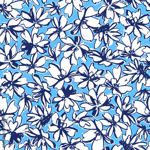 Seamless pattern material of an abstract flower,