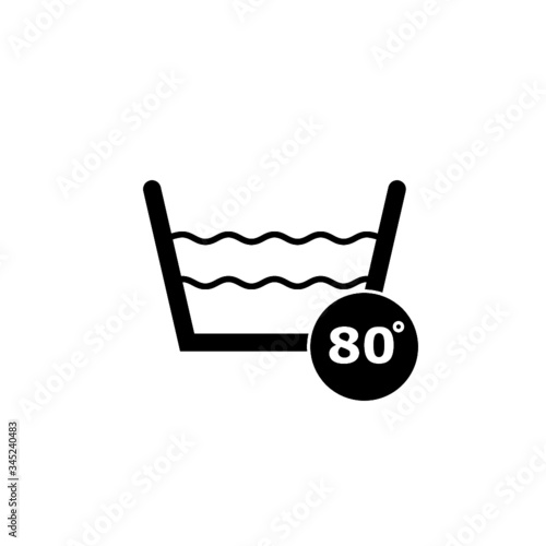 80 degrees wash icon isolated on white background