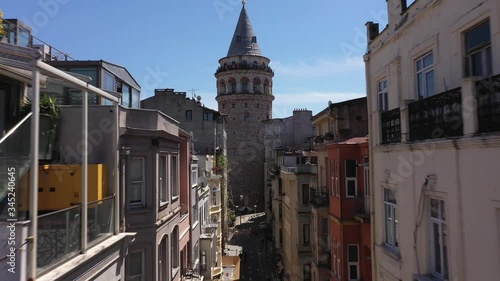 Galata Tower Aerial Drone View at Covid-19 Isolation Days