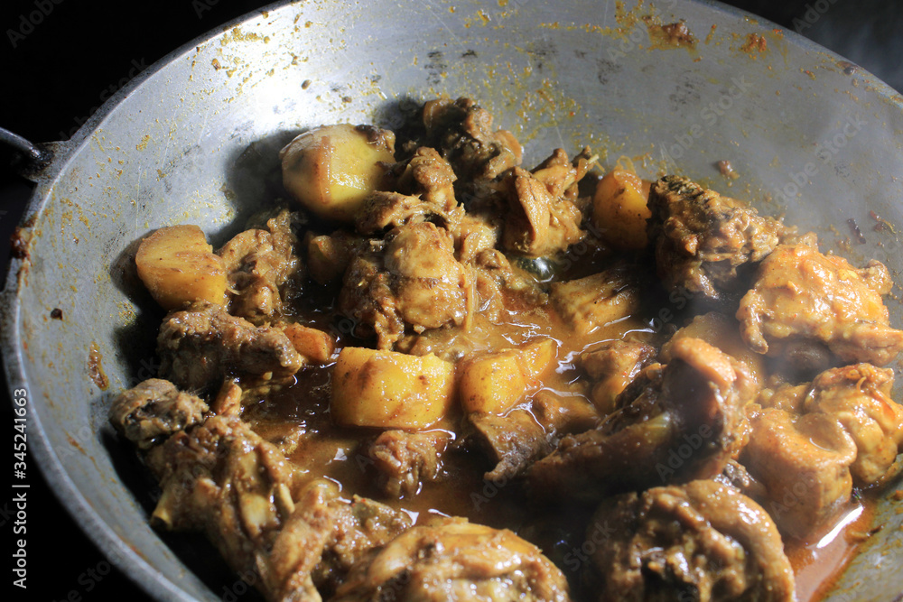 Boiled chicken broth. Hot and spicy Chicken Curry. Boiled chicken broth. Hot and spicy Chicken Curry.