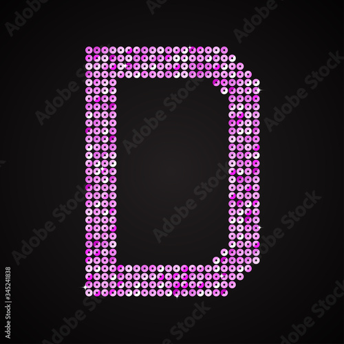 Vector purple pink glitter sequins dots letter - D photo