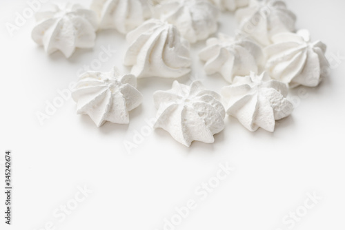 meringues, meringues on a white background, confectionery