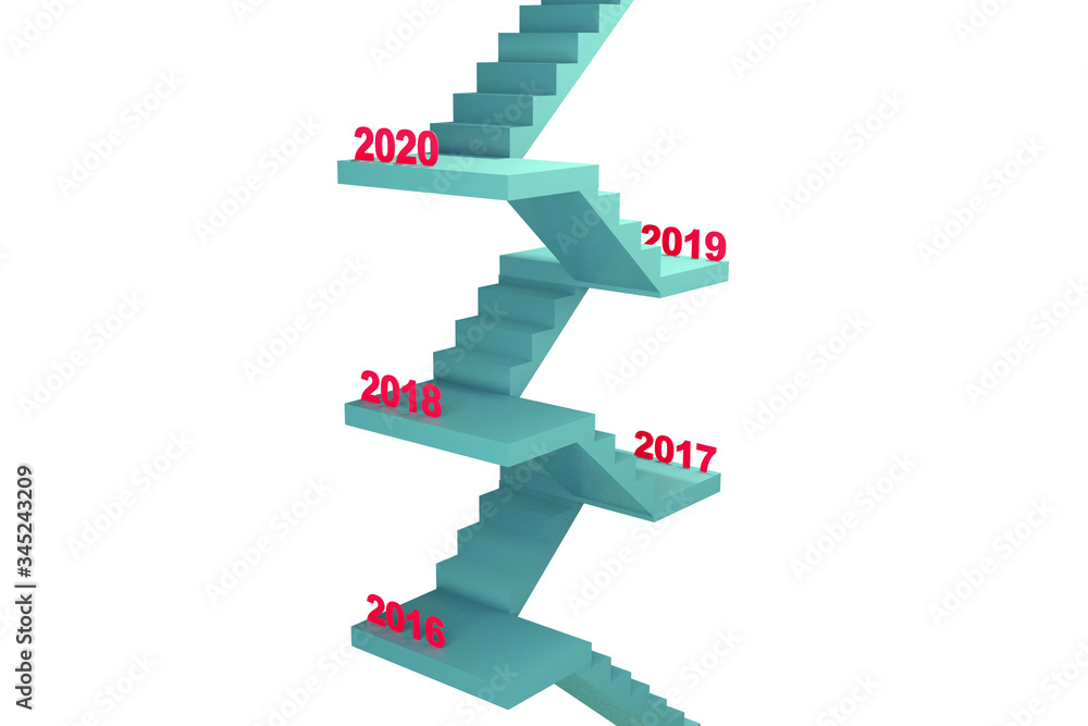 Staircase with many different years - 3d rendering Staircase with many different years - 3d rendering