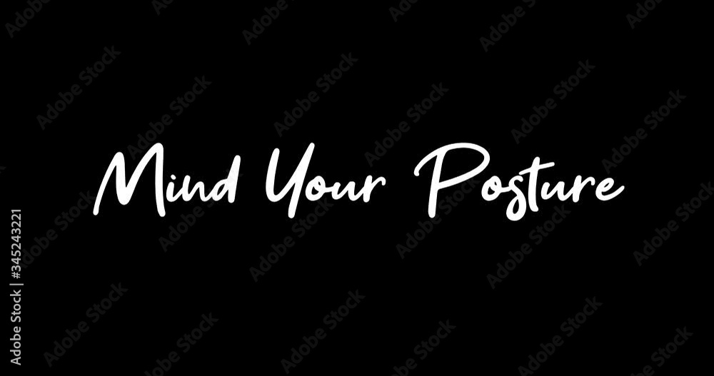 Mind Your Posture White Color Cursive Font Transition on Green Background Stock Video Mind Your Posture White Color Cursive Font Transition on Green Background Stock Video
