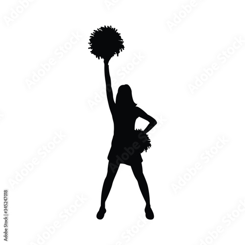 silhouette of a cheerleader vector. cheerleader, woman, silhouette, beautiful, young, dance, black, isolated, beauty, fashion, dancing, dancer, lady